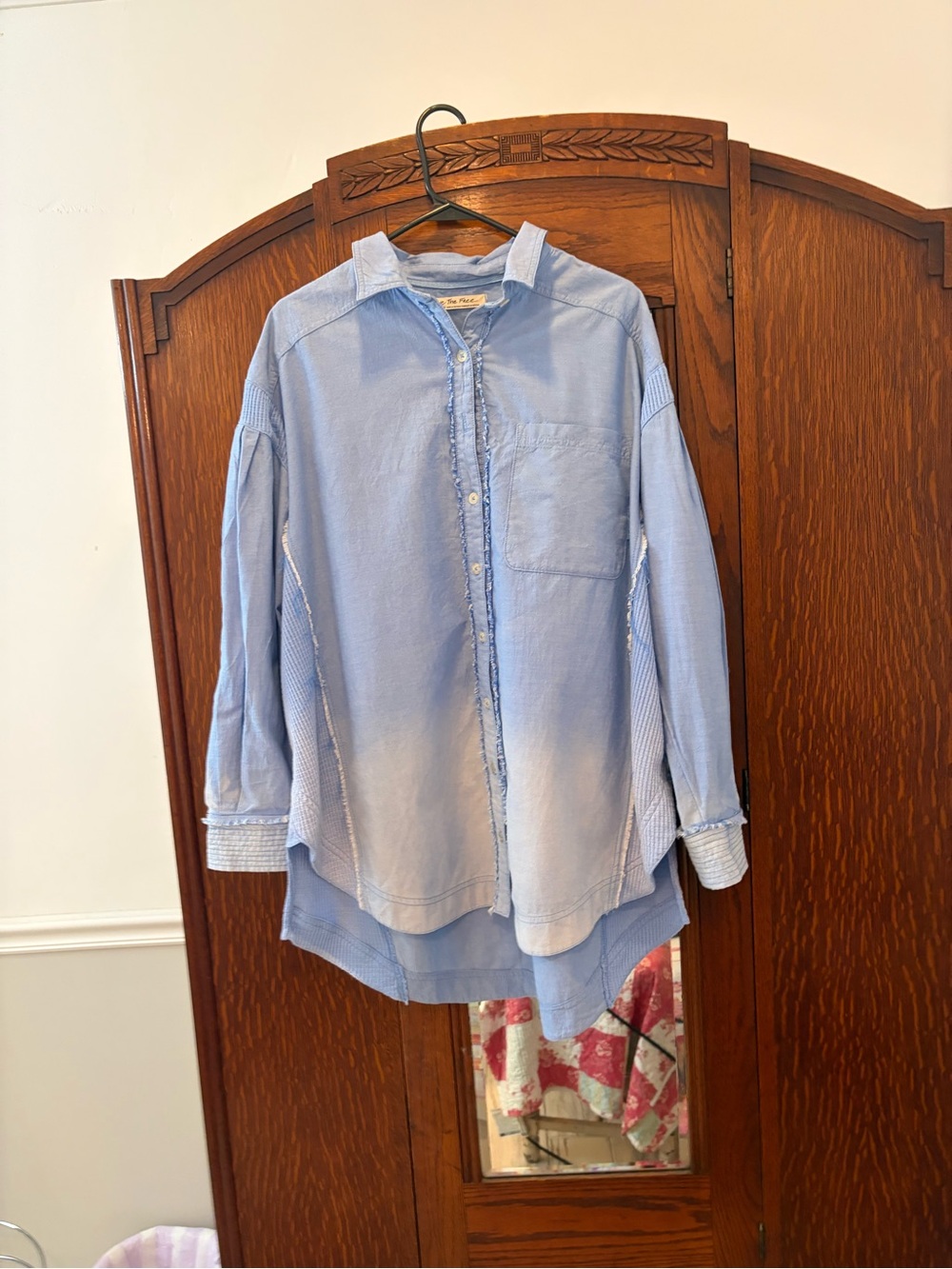 We The Free Pale Blue Casual Button-Down Shirt